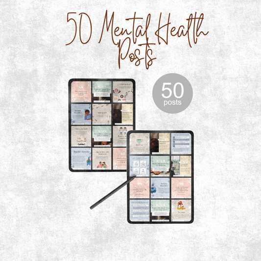 50 Mental Health Social Media Post Bundle with Canva Templates - FREE in Content Cash Club!