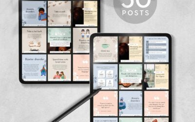 50 Mental Health Social Media Post Bundle with Canva Templates - FREE in Content Cash Club!